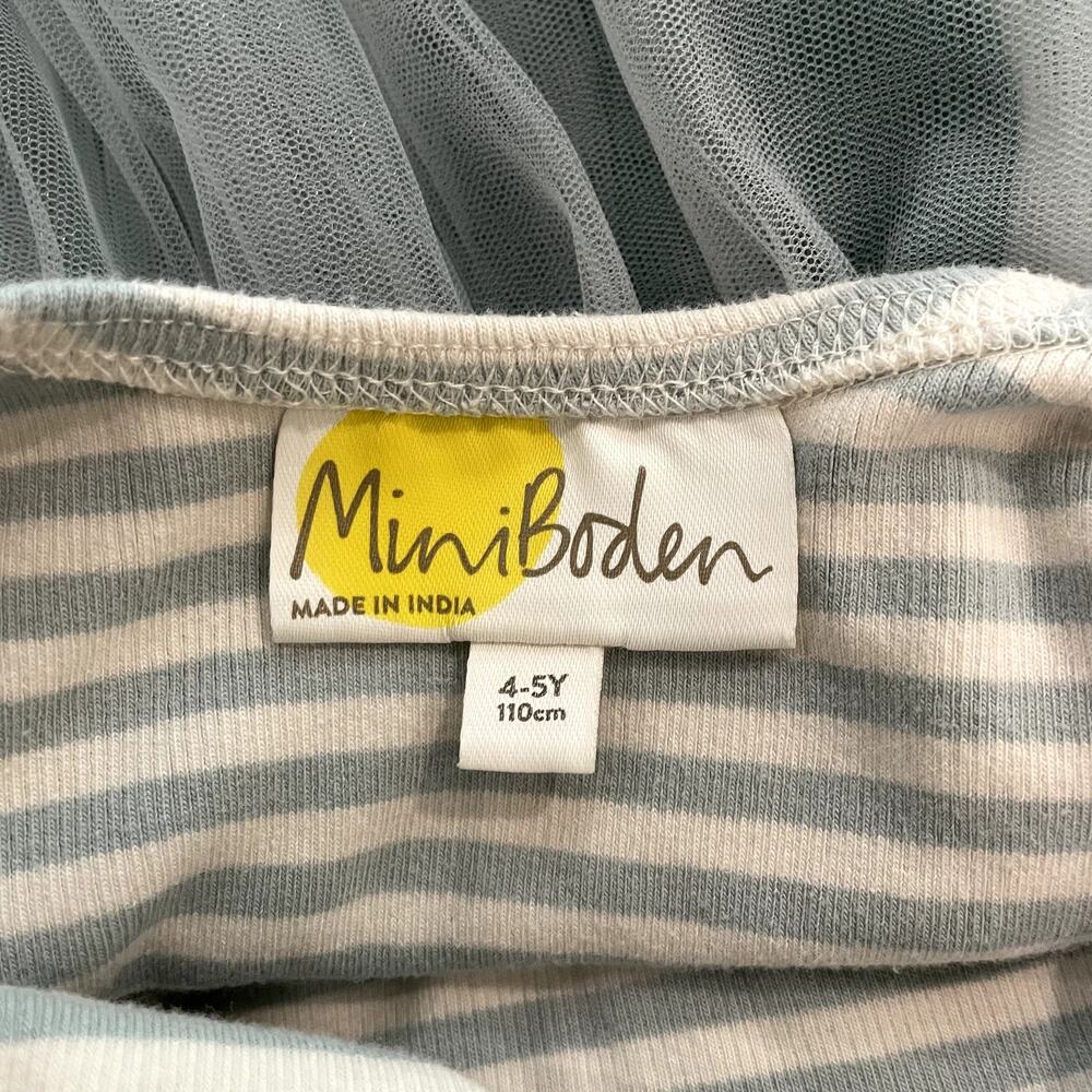Mini Boden Jersey Tulle Mix Dress Party Twirl Trip Tropical Rain Green 4-5 Years - Picture 11 of 14